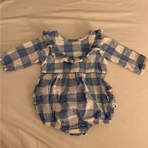 Ruffle Butts Blue and White Checkered Bodysuit